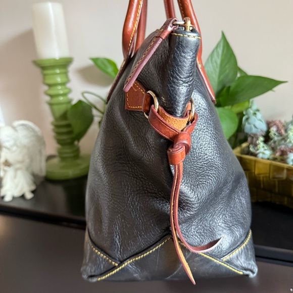 DOONEY & BOURKE Champosa Black Brown Pebbled Leather Satchel Handbag XL - Picture 6 of 13